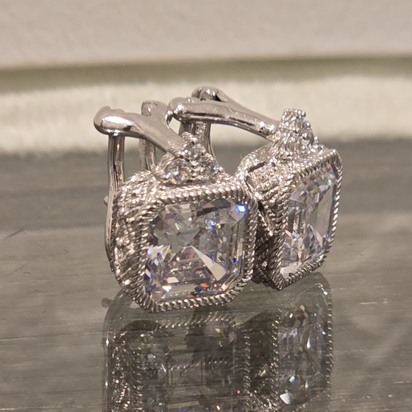 Judith Ripka Sterling Silver 925 Omega Back Earrings - Picture 2 of 8